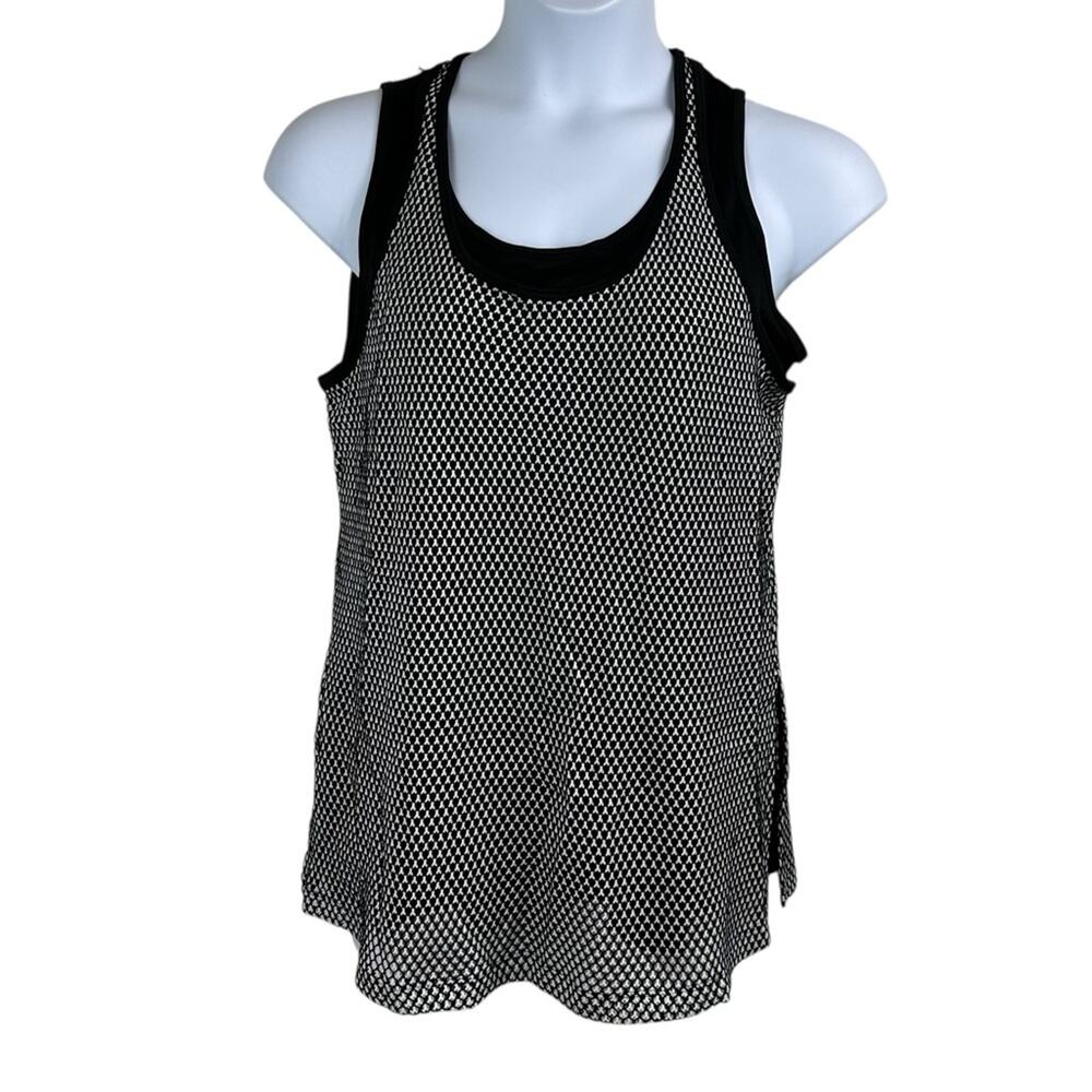 Livi Active Athletic Top Size 14/16 Dual Layer Racer Back Tank Black White NWT